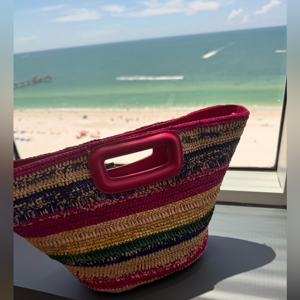 MAJE Colorful Striped Raffia Women's Bag NWT - Picture 12 of 12